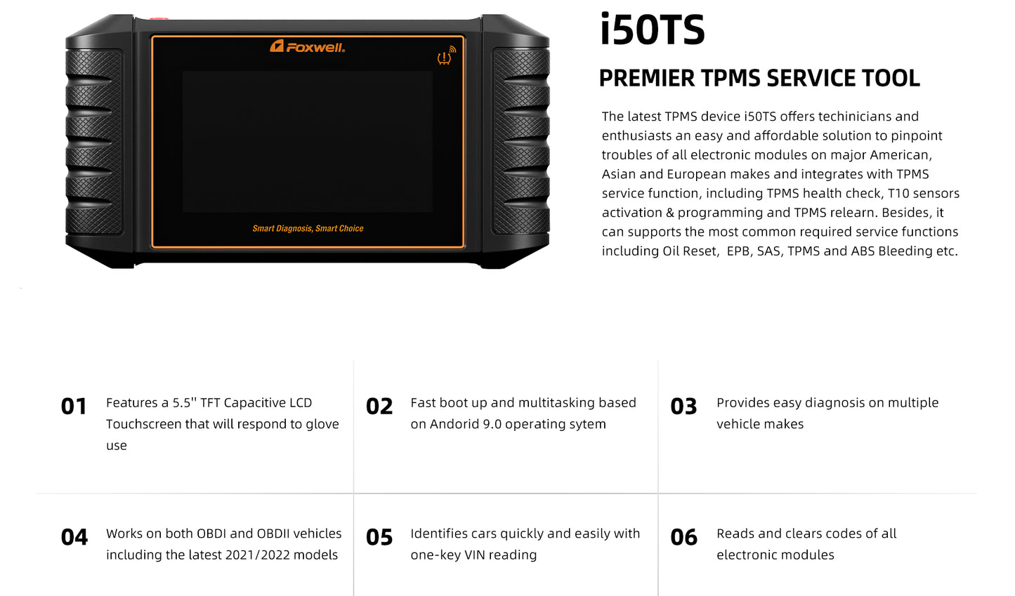 Automotive Diagnostic & TPMS Scanner From Foxwell I50TS