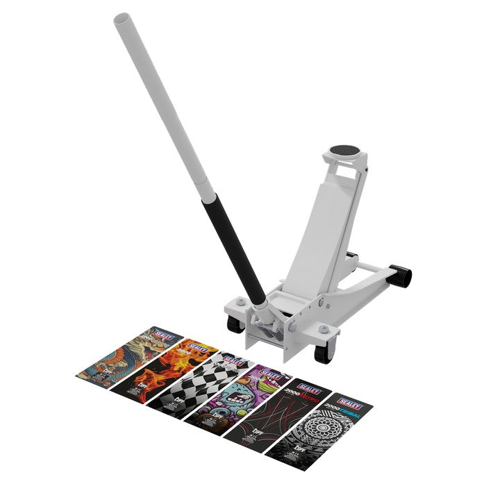 Sealey Low Profile Custom Design Trolley Jack with Rocket Lift 2 Tonne - White