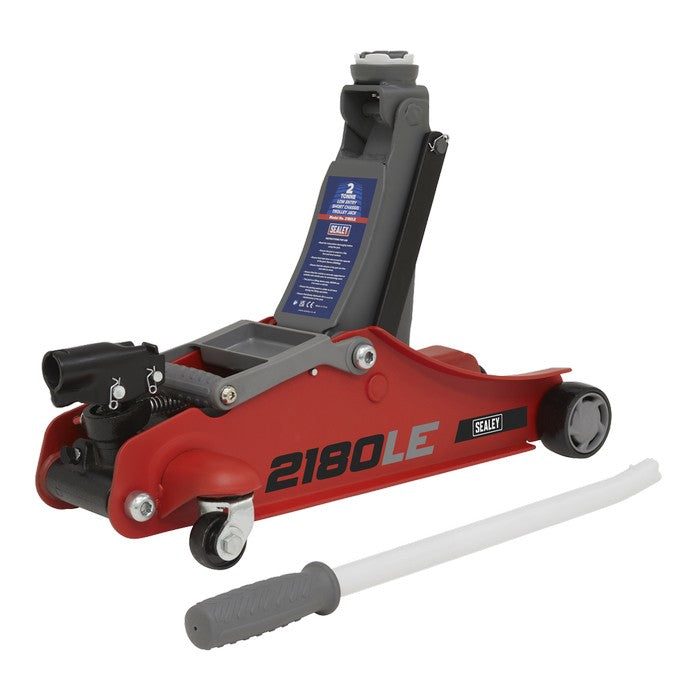 180° Handle Trolley Jack 2t Low Profile Short Chassis - Red