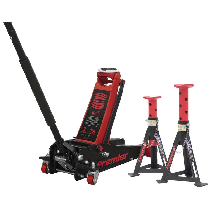 Trolley Jack 3t & Axle Stands (Pair) 3t per Stand Combo
