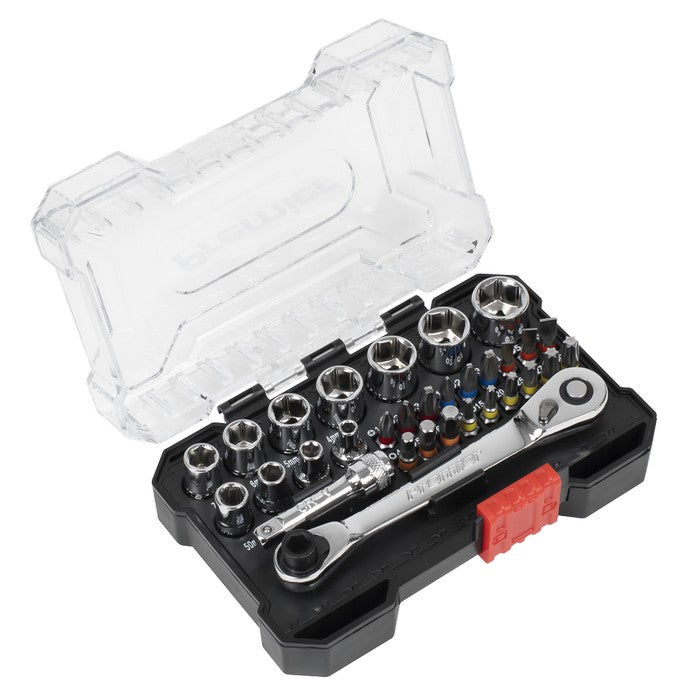 Socket & Bit Set 1/4"Sq Drive Colour-Coded 31pc