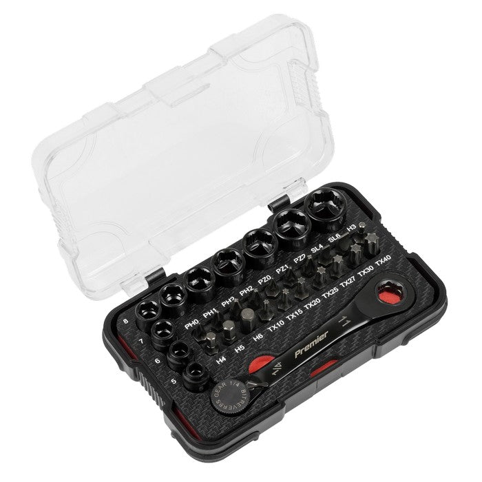 Premier Black Go-Through Lock-On™ Low Profile Socket & Bit Set 1/4"Sq Drive 31pc