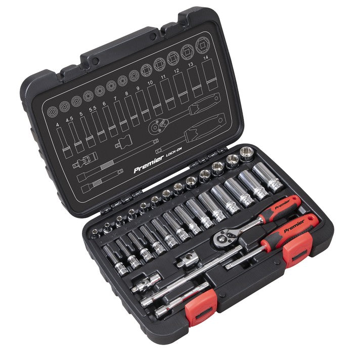 Socket Set 32pc 1/4"Sq Drive Lock-On - Metric
