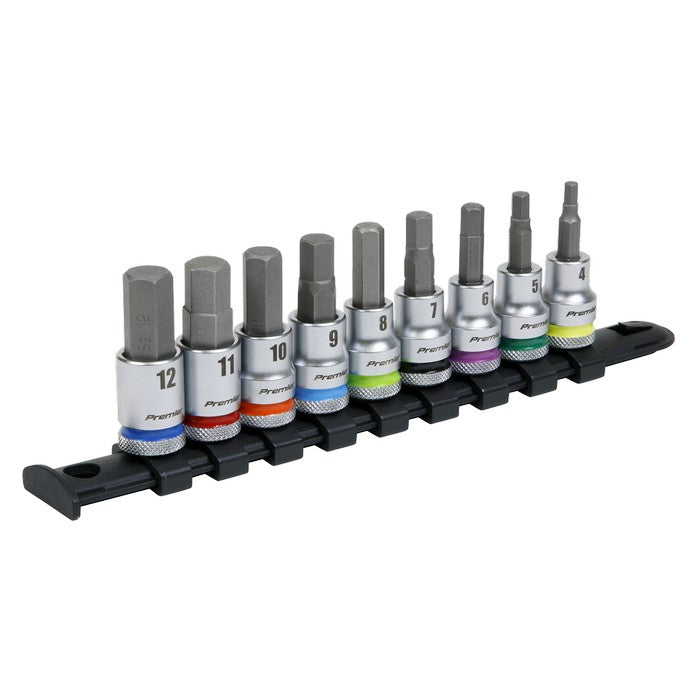 Hex Socket Bit Set 9pc 3/8"Sq Drive - Platinum
