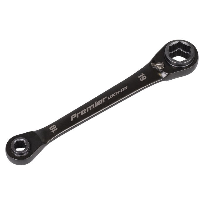 Sealey Premier Black 4-in-1 Reversible Lock-On™ Ratchet Ring Spanner