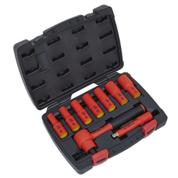 Insulated Socket Set 9pc 3/8"Sq Drive 6pt WallDrive VDE