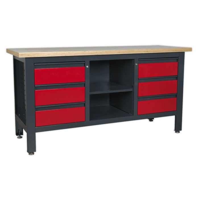 Workbench with 6 Drawers & Open Storage