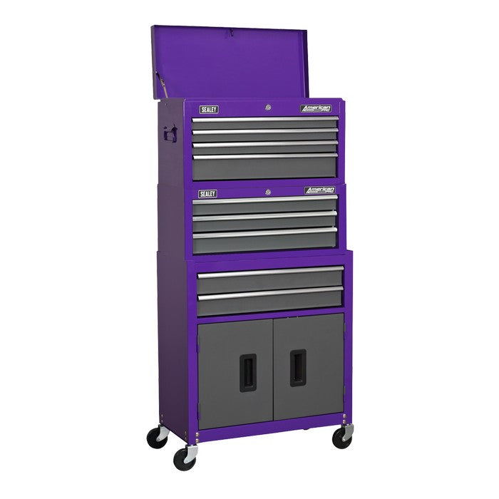 Rollcab, Mid-Box Tool Chest & Topchest Stack - Purple