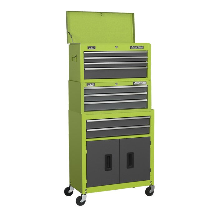 Rollcab, Mid-Box Tool Chest & Topchest Stack - Green