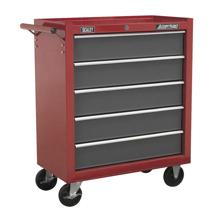 American PRO® Rollcab 5 Drawer - Red/Grey