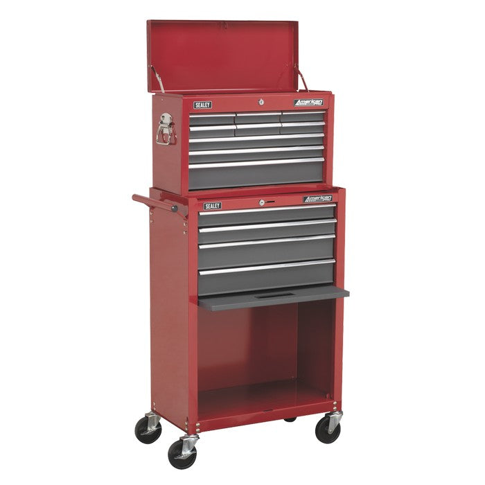 American PRO® Topchest & Rollcab Combination 13 Drawer - Red/Grey