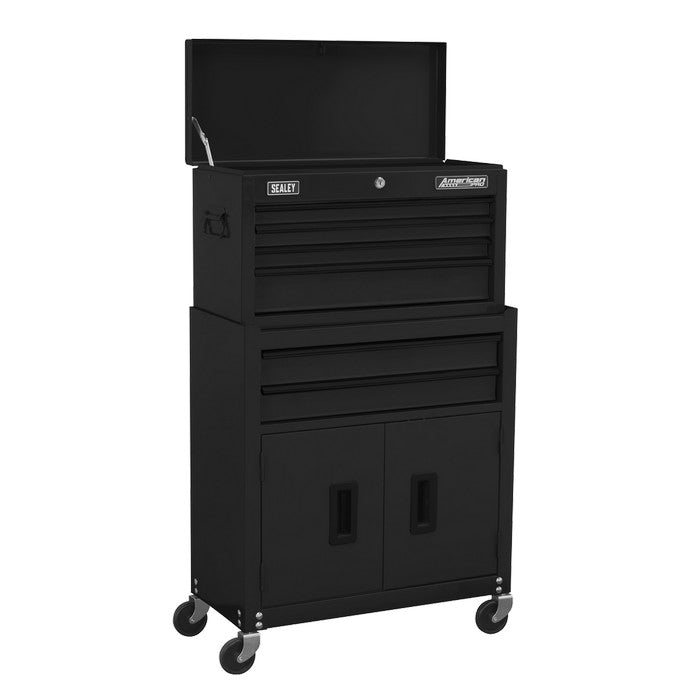 Sealey American PRO® Topchest & Rollcab Combination 6 Drawer - Black