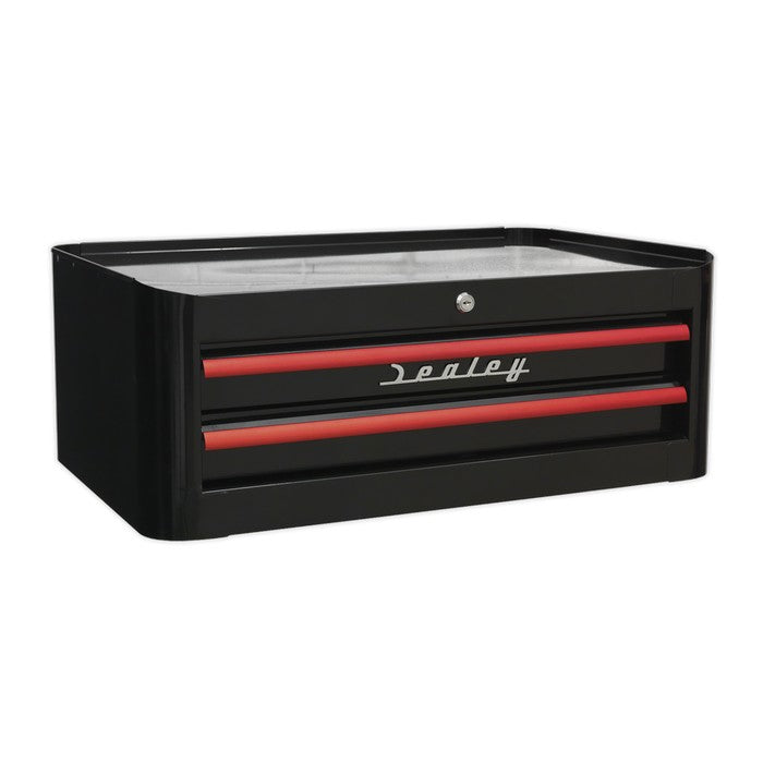 Sealey Mid-Box 2 Drawer Retro Style - Black/Red Anodised Draw Pulls