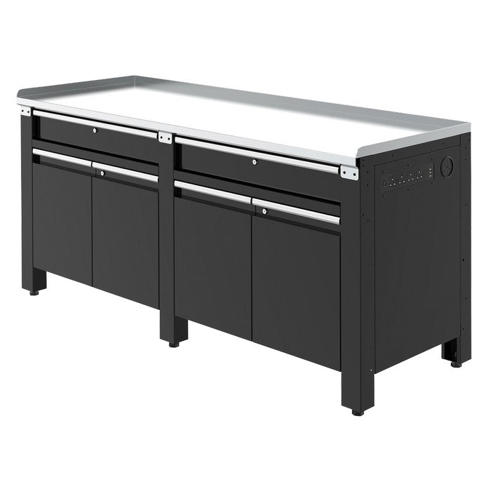 Heavy-Duty Workbench, Galvanised Steel Worktop, 2 Drawers