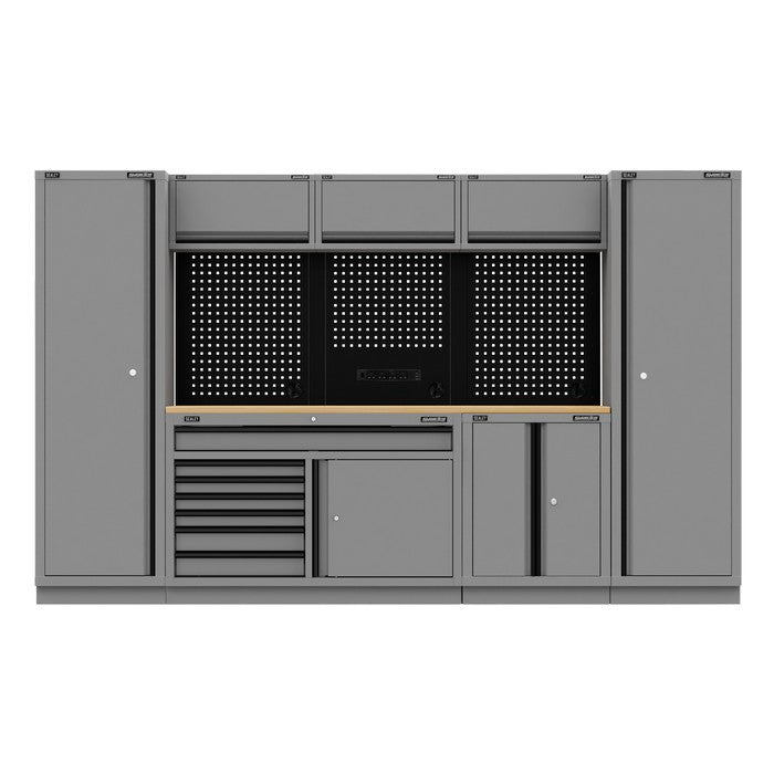 Storage System with Rubber Wood Worktop 3.24m