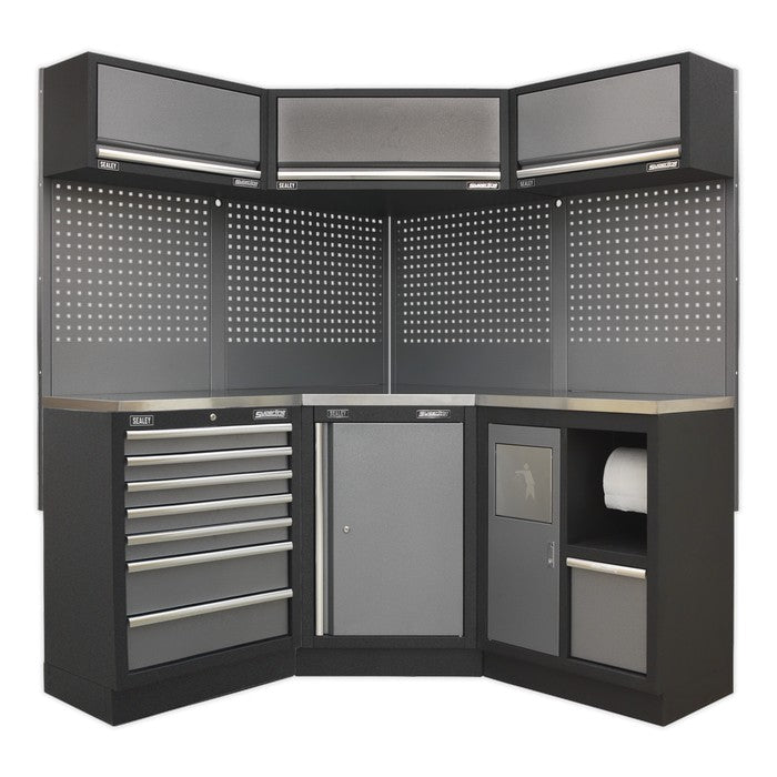 Superline PRO® Corner Storage System with Stainless Worktop 1.55m