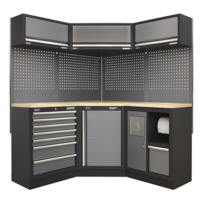 Superline PRO® Corner Storage System with Wood Worktop 1.55m
