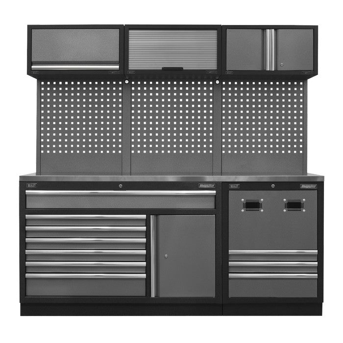 Superline PRO® Modular Storage System Combo with Stainless Steel Worktop