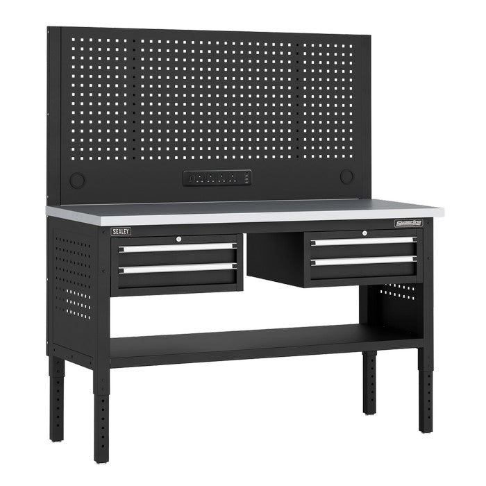 Superline PRO® Modular Workbench with 4 Drawers, Steel Top