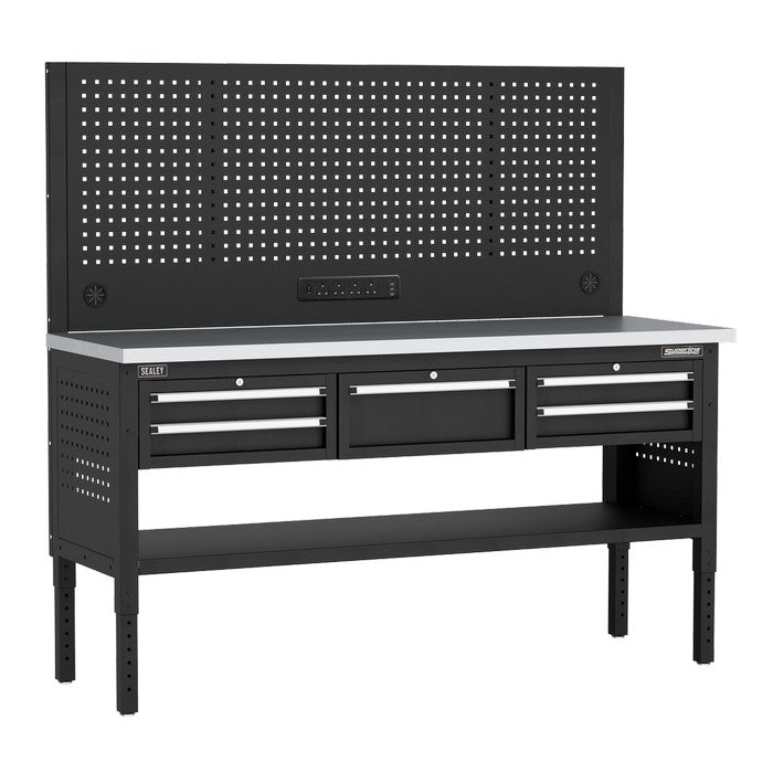 Superline PRO® Modular Workbench with 5 Drawers, Steel Top