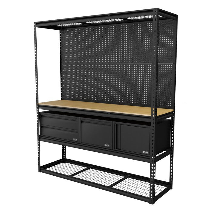 Heavy-Duty Modular Workbench & Racking Kit with 3 Storage Units