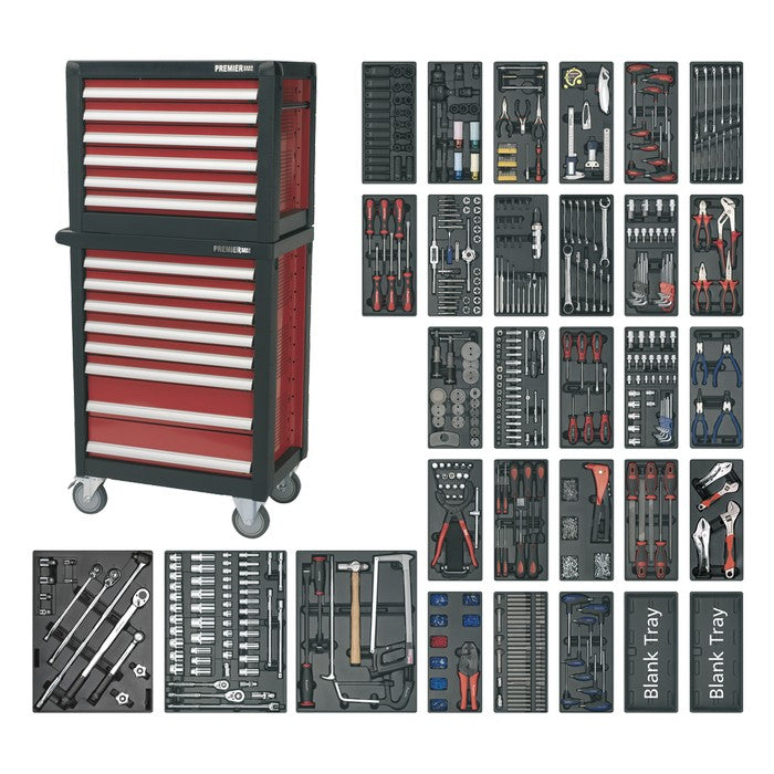 Topchest & Rollcab Combination 14 Drawer & 1233pc Tool Kit