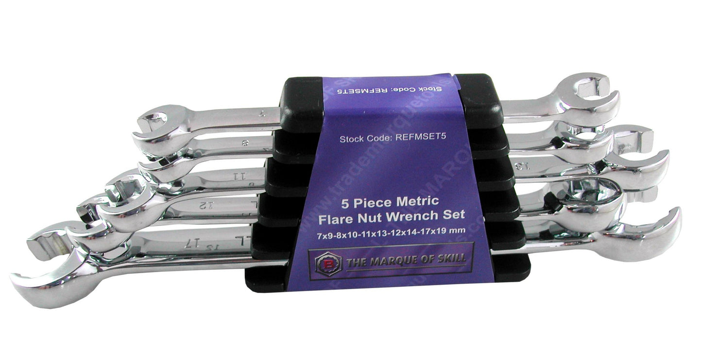 Britool Hallmark 5pc flare nut wrench set in clip.
