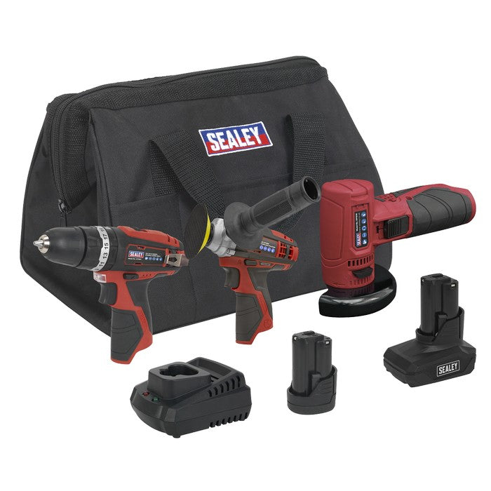 3 x SV12 Series Cordless Power Tool Kit 12V - 2 Batteries