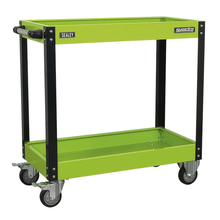 Workshop Trolley 2-Level Heavy-Duty - Hi-Vis Green