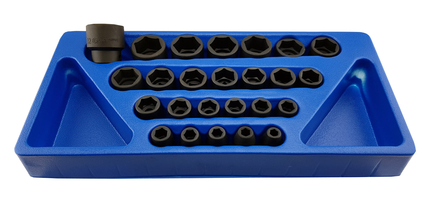 1/2" Dr. Metric Impact Socket Set 25 Piece Genius Tools TF-425M
