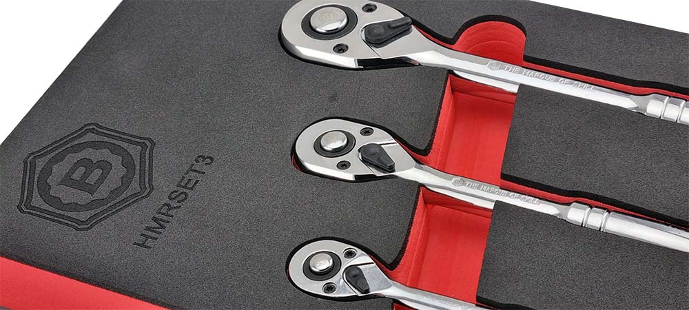 Britool Hallmark 3 Piece Hand Ratchet Set In Tool Control Foam