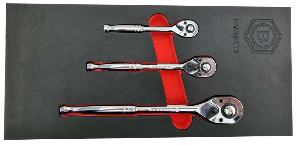 Britool Hallmark 3 Piece Ratchet Set In Tool Control Foam
