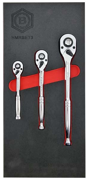 Britool Hallmark 3 Piece Hand Ratchet Set In Tool Control Foam