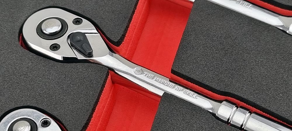 Britool Hallmark 3 Piece Hand Ratchet Set In Tool Control Foam
