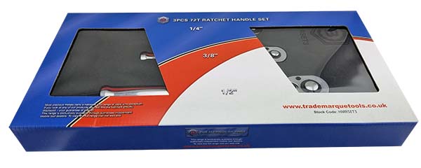 Britool Hallmark 3 Piece Hand Ratchet Set In Tool Control Foam