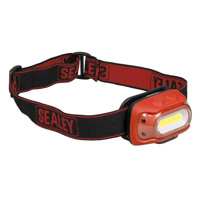 Rechargeable Head Torch with Auto-Sensor 8W COB LED - Red