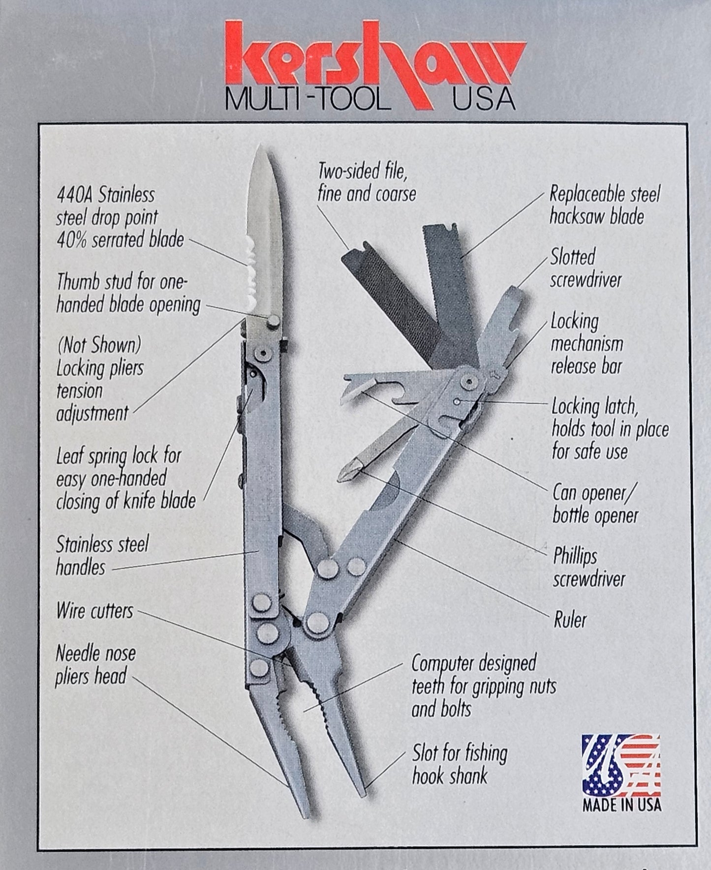 Kershaw Multi-Tool Locking Needle Nose Pliers USA