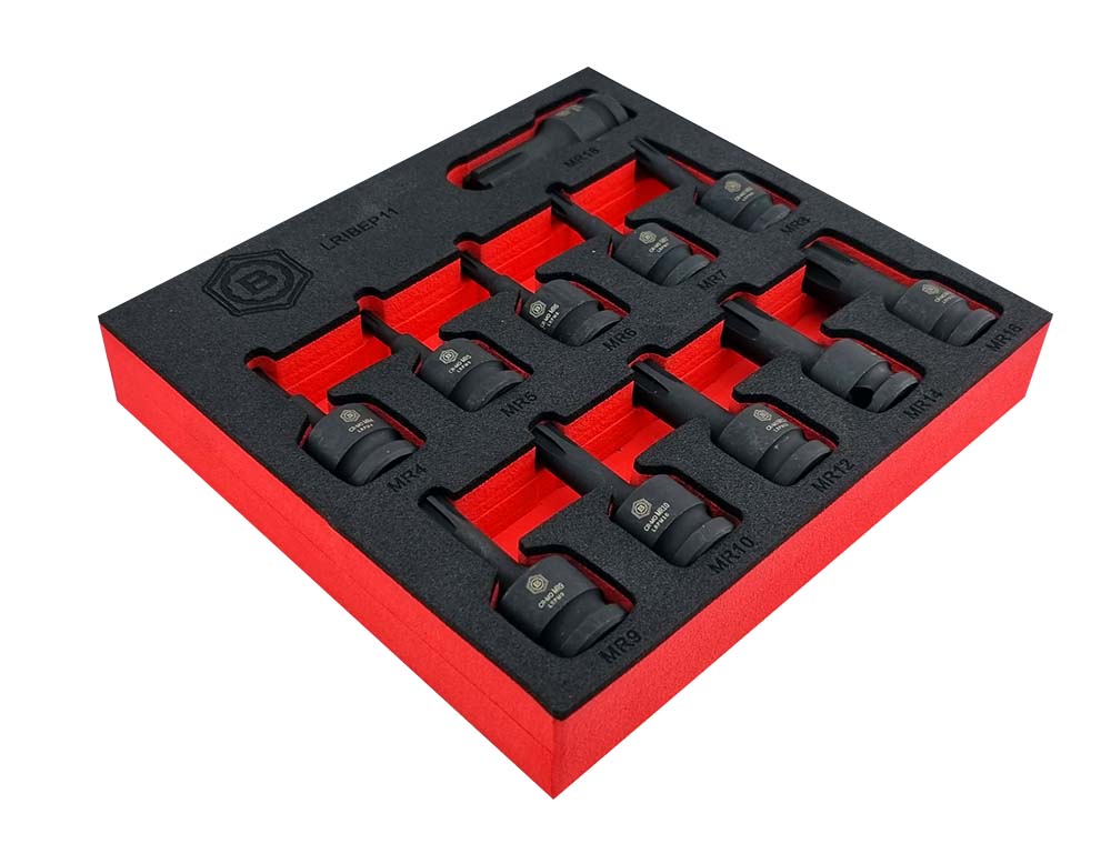 Britool Hallmark 1/2" Drive Ribe Impact Socket Set M4-M18 - LRIBEP11