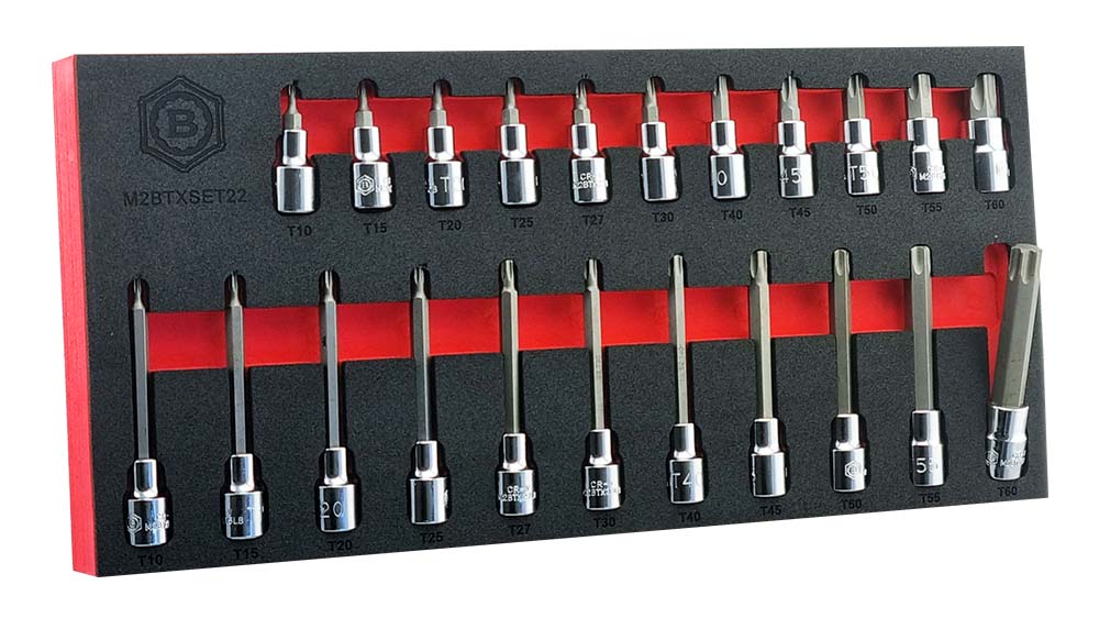 3/8" Hex / Allen Key & Torx Star Bit Socket Set Standard & Long Britool Hallmark