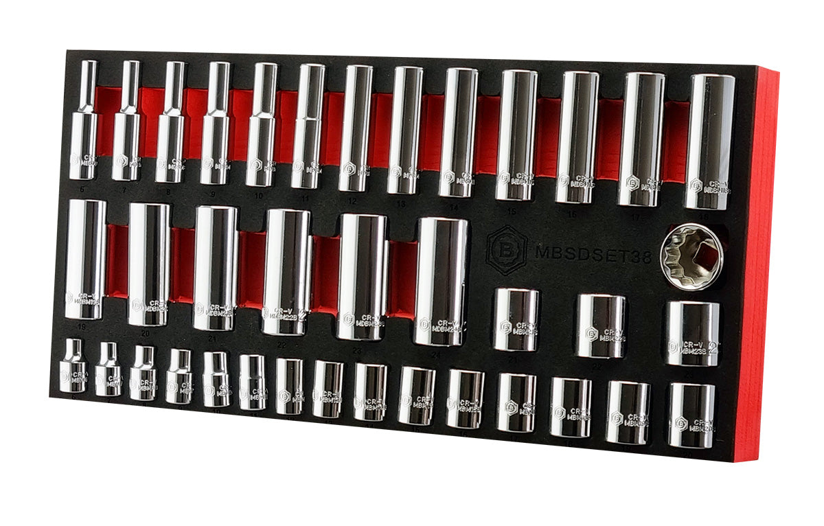 STANDARD & DEEP 12-POINT SOCKET SET + CROWS FOOT WRENCH SET - BRITOOL HALLAMRK