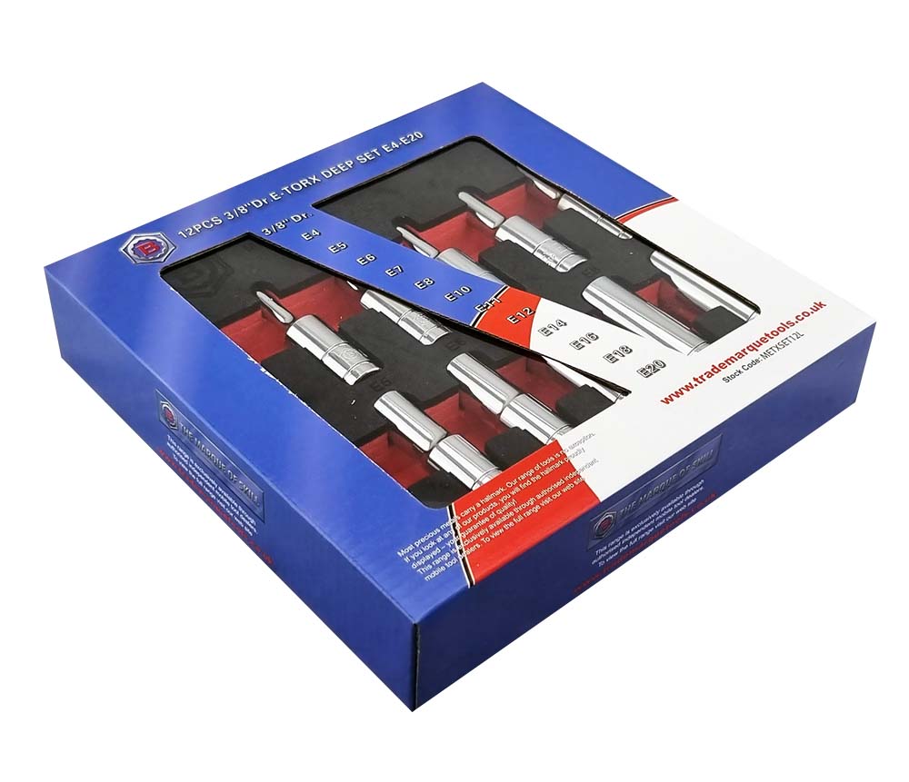 Britool Hallmark 12pc 3/8" Drive Deep E-Torx / Star Chrome Socket Set E4-E24
