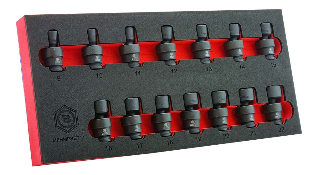 Britool Hallmark 3/8" Flexi Impact Socket Set + 12 Point Impact Socket Set
