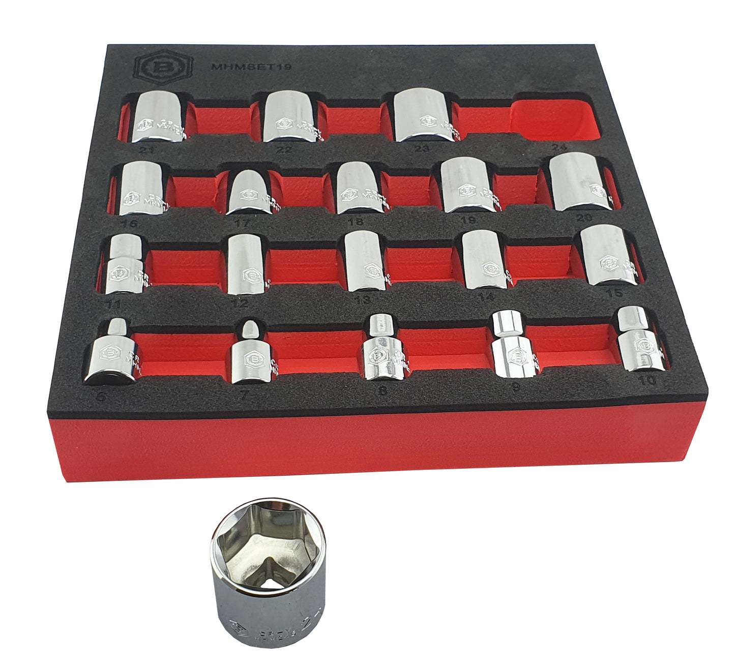 19pc 3/8" Drive Chrome Socket Set (6-Point) Sizes 8-24mm From Britool Hallmark