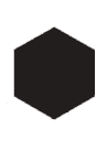 Black hexagonal shape on a white background