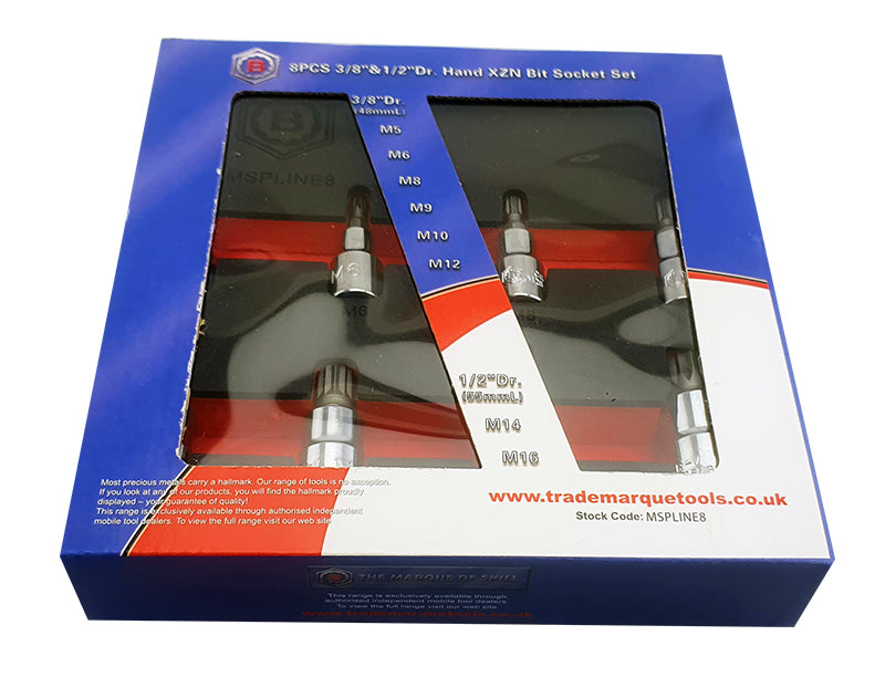 8pc Triple Square | Spline | XZN Bit Socket Set From Britool Hallmark Mspline8