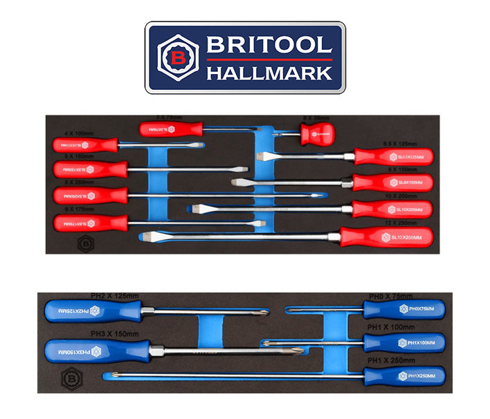 10pc Slotted & Phillips Screwdriver Set Modules From Britool Hallmark
