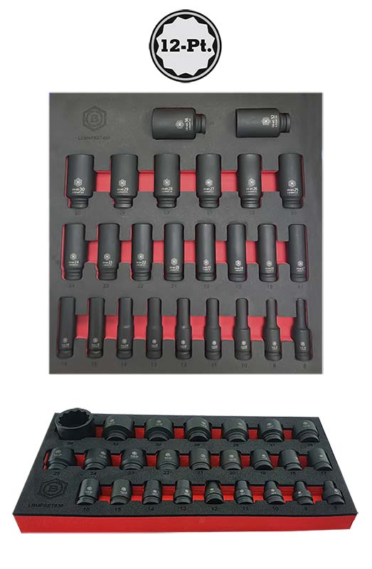 1/2" Drive Deep & Standard Impact Socket Sets (12-Point) 8-36mm Britool Hallmark