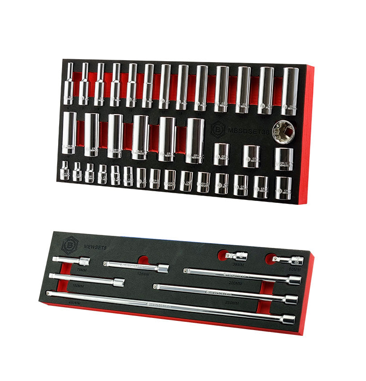 Britool 3/8" Standard & Deep 12-Point Socket Set 6-24mm + Wobble Extension Set