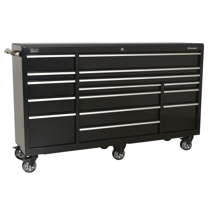 Rollcab 15 Drawer 1845mm Extra-Wide Heavy-Duty Black