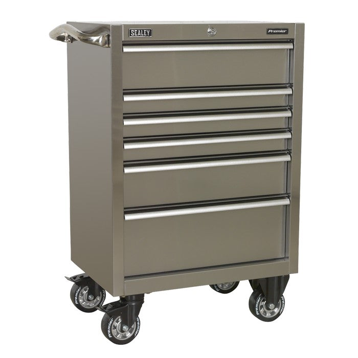 Premier™ Heavy-Duty Rollcab 6 Drawer 675mm - Stainless Steel